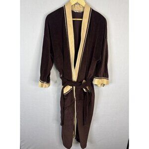 Vintage Crown Vocado Velour Robe Brown Belted Lounge Robe 70s One Size